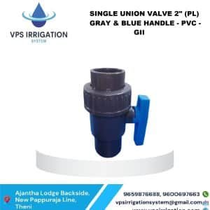 SINGLE UNION VALVE 2" (PL) GRAY & BLUE HANDLE - PVC - GII