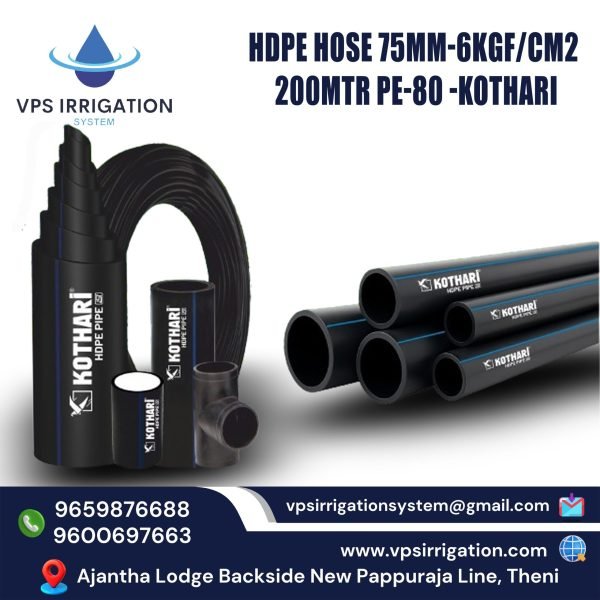 HDPE HOSE 75MM-6kgf cm2 200MTR PE-80 -KOTHARI
