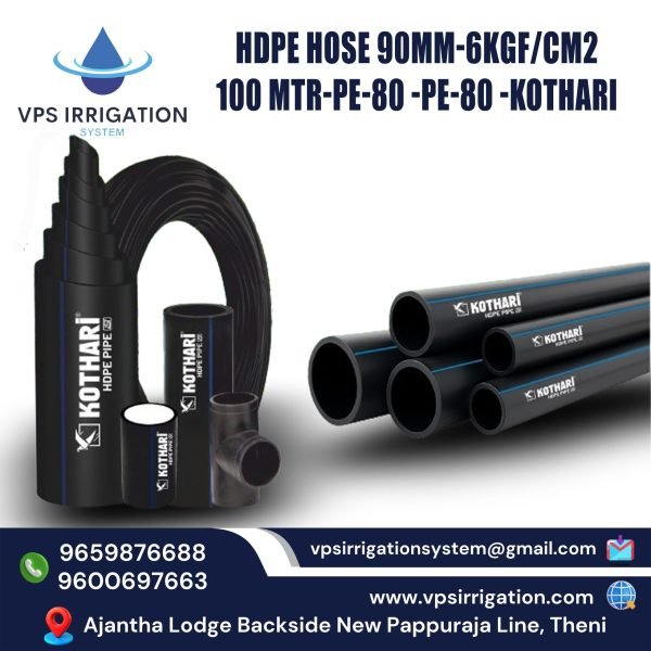 HDPE HOSE 90MM-6kgf cm2 -100 MTR-PE-80 -PE-80 -KOTHARI